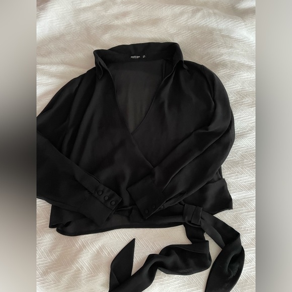 Nasty Gal Chiffon Cropped Wrap Blouse - Picture 5 of 9